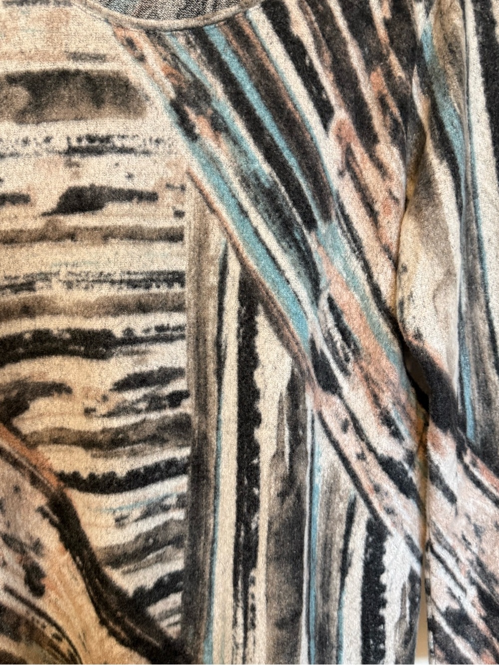 Soft Surroundings Beige Multi Abstract Stripe Long Sleeve Top - Picture 8 of 9